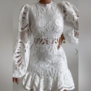 Showpo White Lace Mini Dress